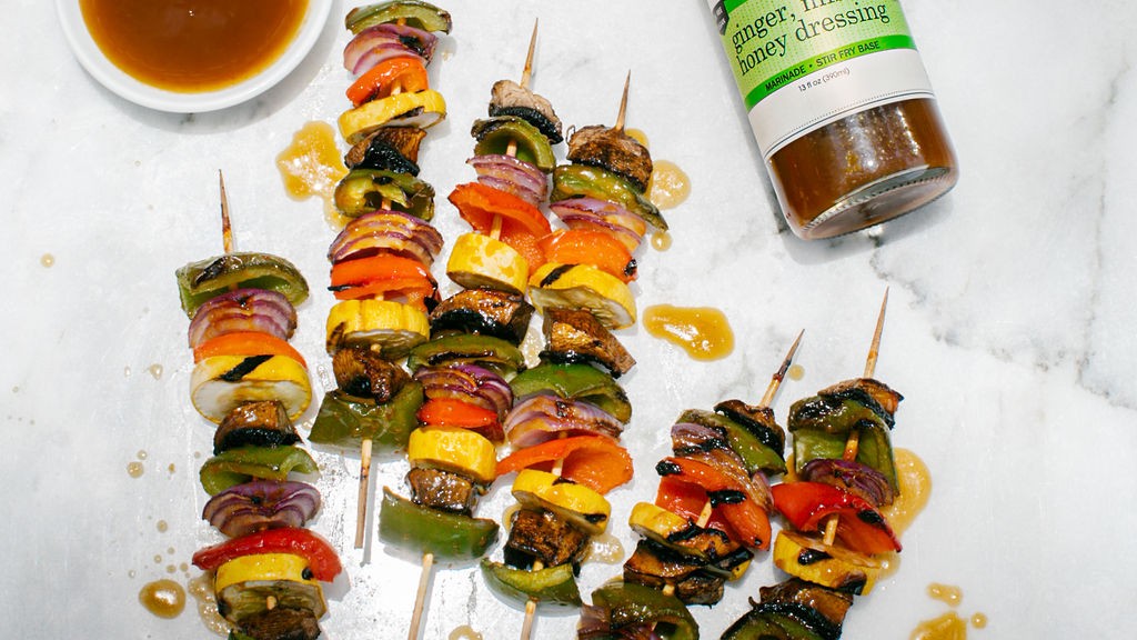 Image of Ginger, Miso and Honey Vegetable Kebabs
