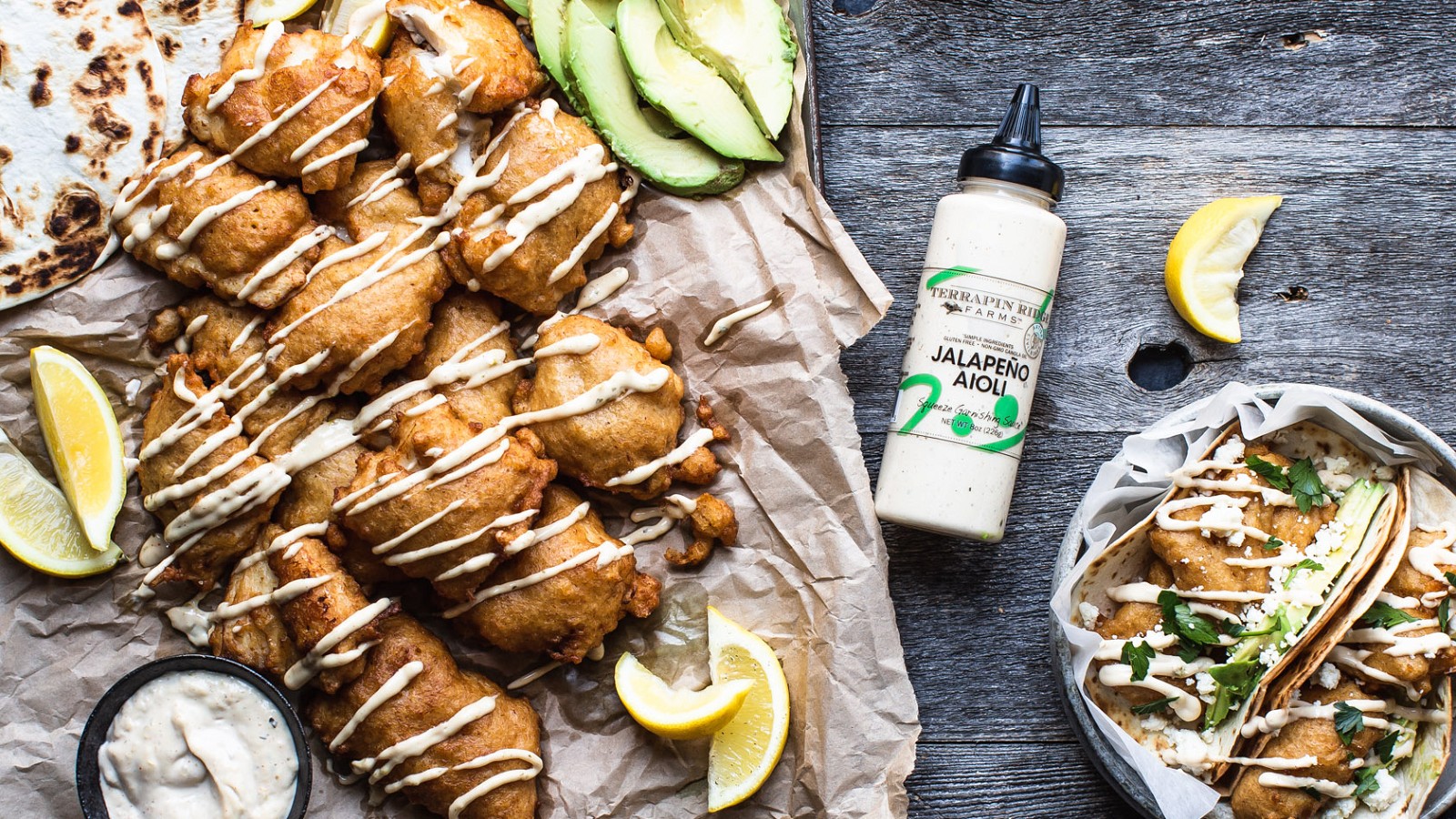 Image of Fish Tacos with Jalapeno Aioli