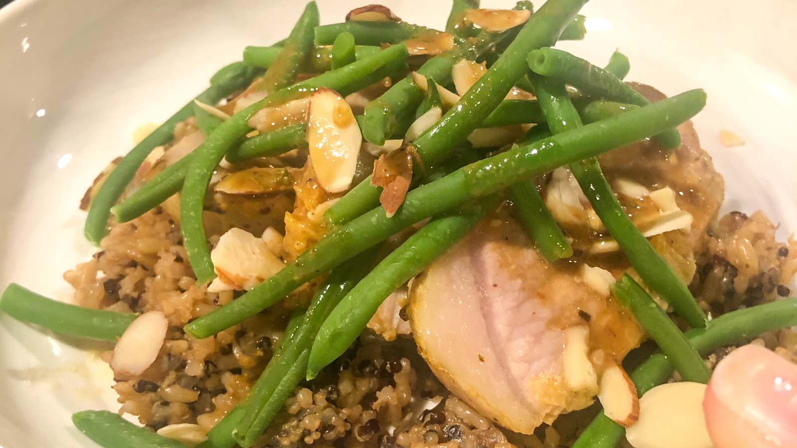 Image of Mustard Glazed Pork Tenderloin, Brown Rice & Green Bean Casserole