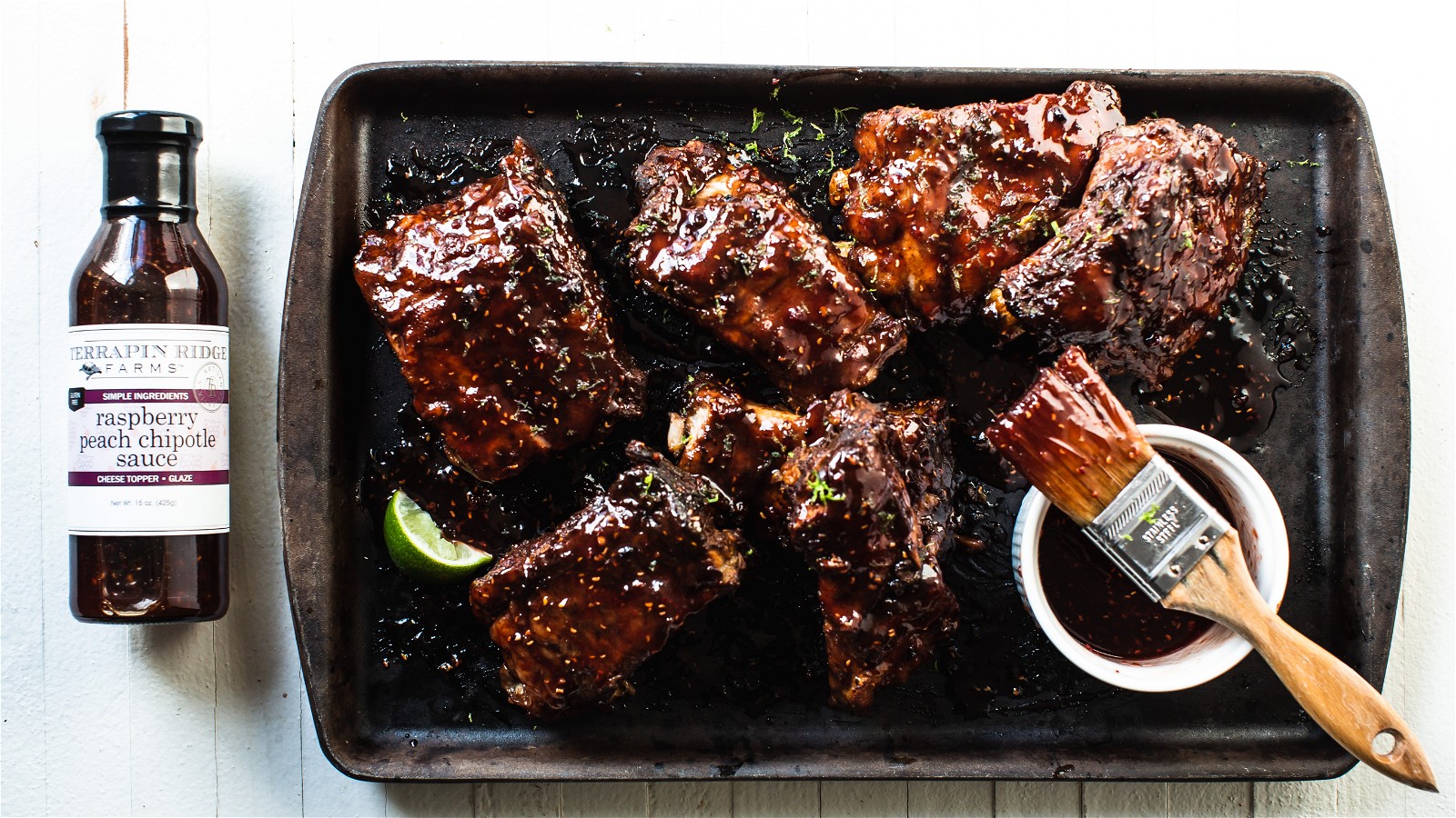 Image of Slow Cooker Ribs with Raspberry Peach Chipotle Sauce