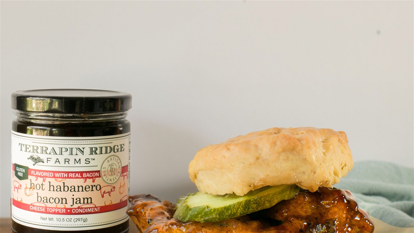 Image of Terrapin Ridge Farms Hot Habanero Bacon Glazed Fried Chicken Biscuit Sandwich