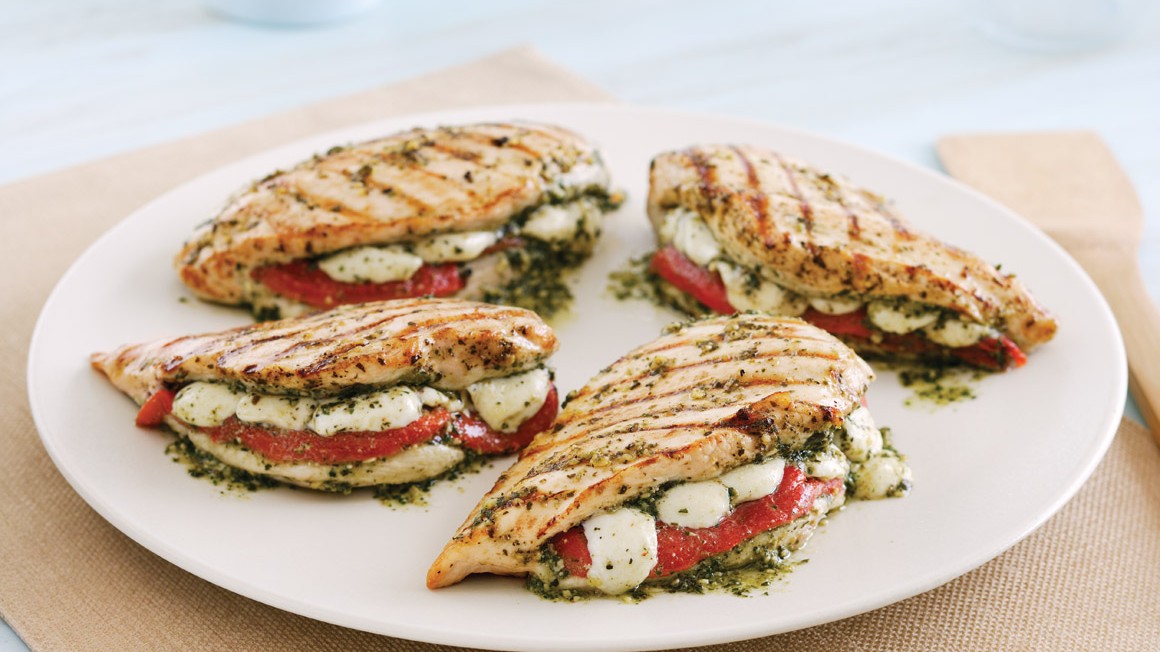 Image of Tomato, Mozzarella, Pesto stuffed Chicken Breast