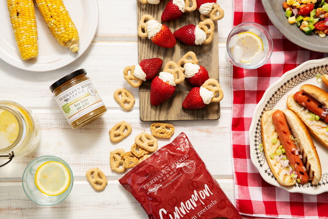 Image of Key Lime Pie Stuffed Strawberries with Cinnamon Graham Pretzels