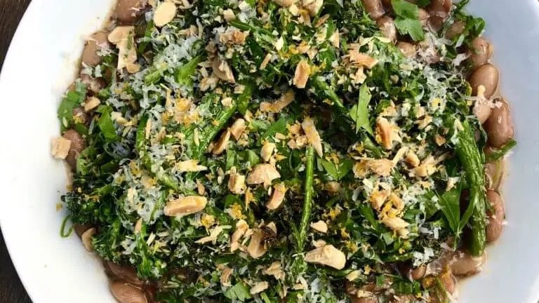Image of Beans and Broccolini with Marcona Almonds and Parmesan