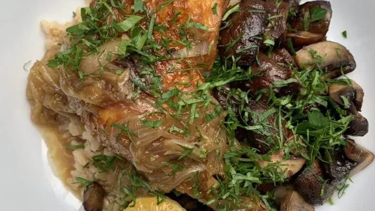 Image of Caramelized Onion and Porcini Braised Chicken Legs
