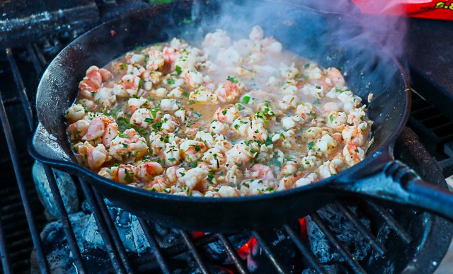 Image of Spread mixture into cast iron skillet and cook over indirect...