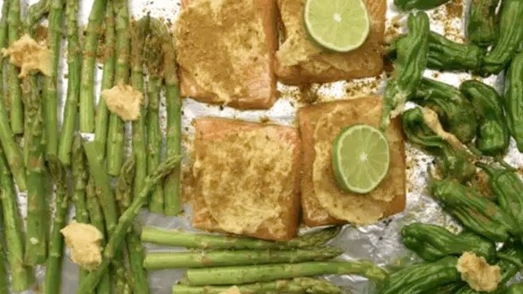 Image of Miso Baked Salmon with Asparagus
