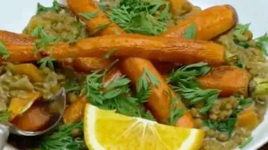 Image of Braised Lentils and Glazed Carrots