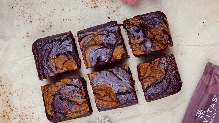 Image of Chocolate Pumpkin Swirl Brownies Recipe
