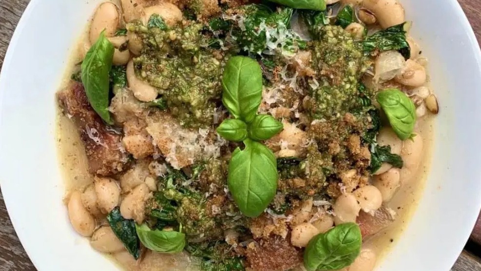 Image of Parmesan White Beans with Guanciale and Greens
