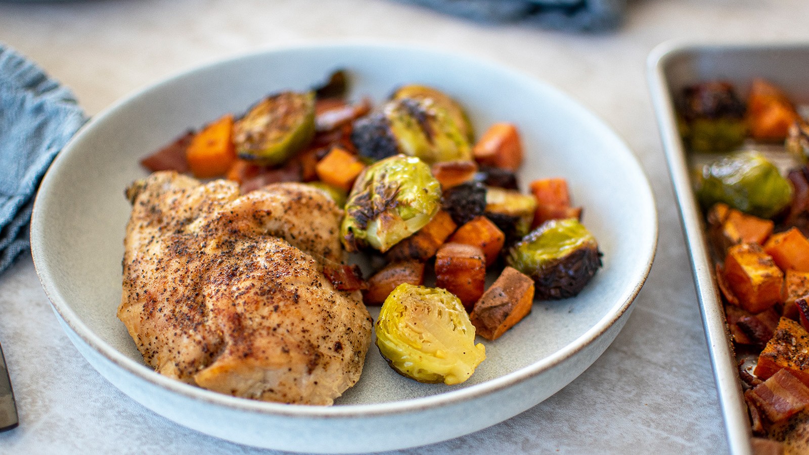 Image of Chicken and Brussels Sprouts Sheet Pan Dinner