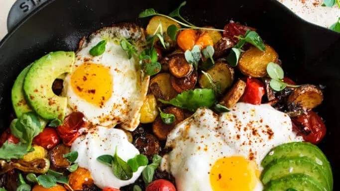 Image of Mexican Potato Hash with Fried Eggs