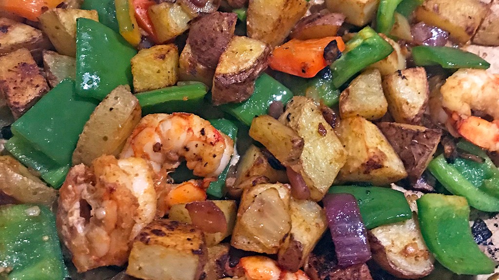 Image of One Pan Roasted Shrimp and Potatoes  