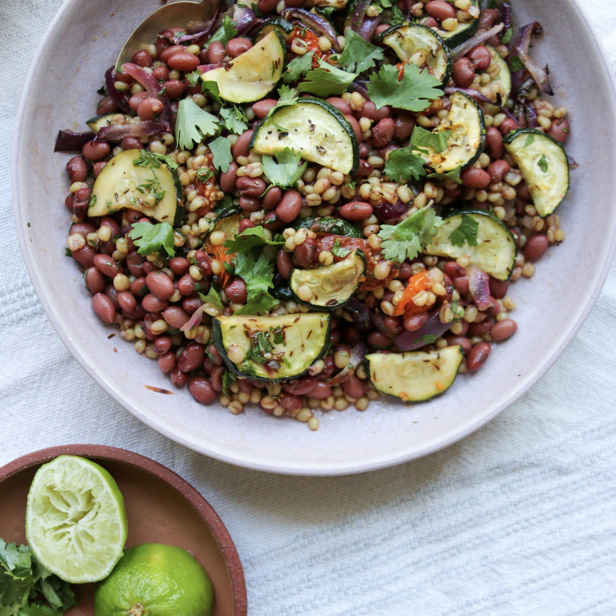 White Sonora Wheat Berry & Red Bean Salad with Cumin Lime Vinaigrette
