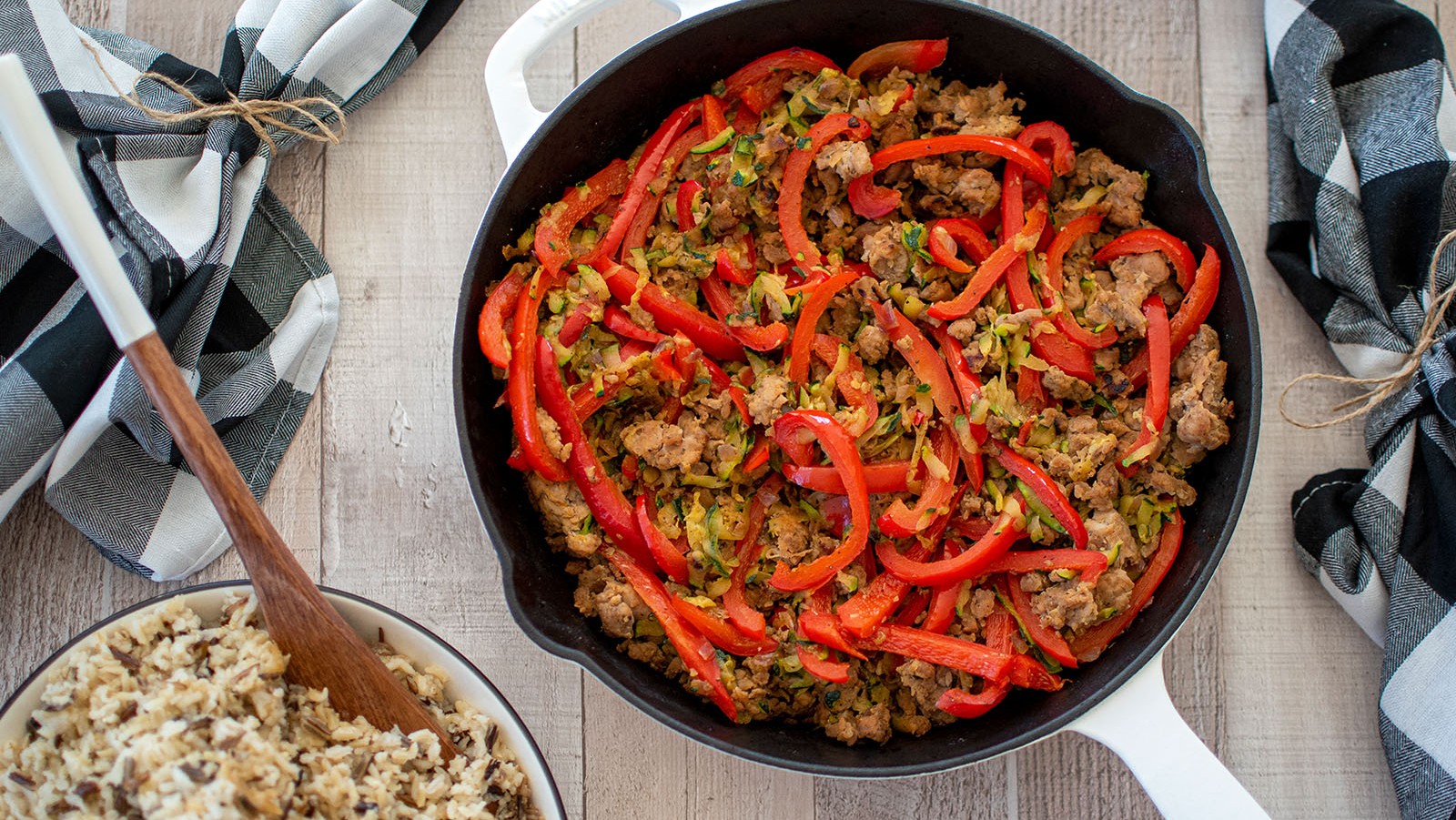 Image of Turkey Zucchini Red Pepper Skillet