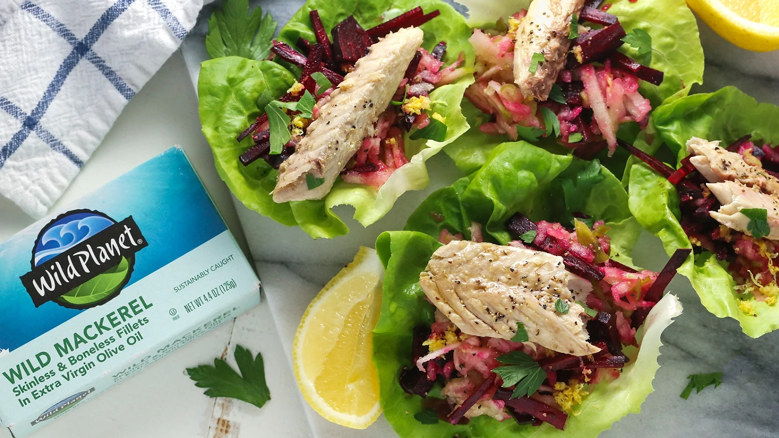 Mackerel Lettuce Wraps with Beet & Apple Slaw | Wild Planet Foods recipe