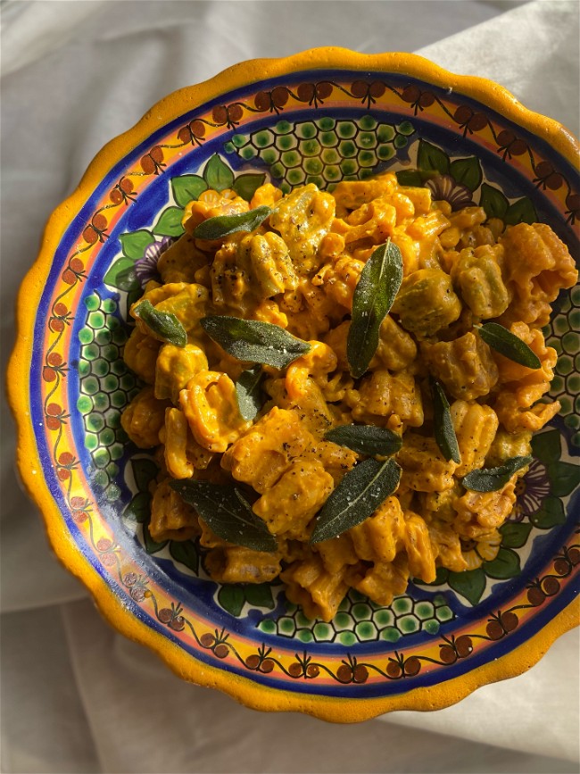 Image of Hot Honey Pumpkin Pasta with brown butter and sage