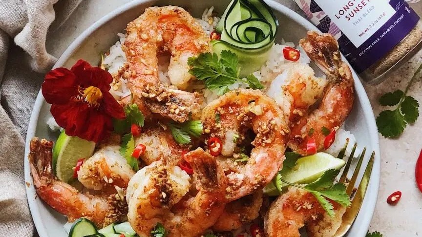 Image of Spiced Garlic Shrimp Over Coconut Rice