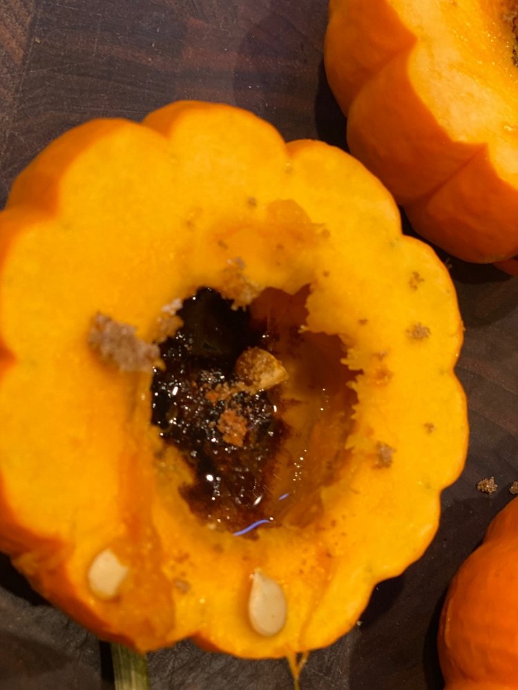 Image of Sprinkle some ground cinnamon into each mini pumpkin