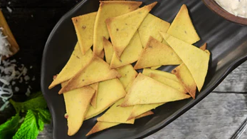 Image of Pickled Nachos with Tempered Coconut Salsa