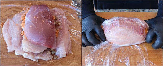 Image of Fold the edges of the turkey breast around and cover...