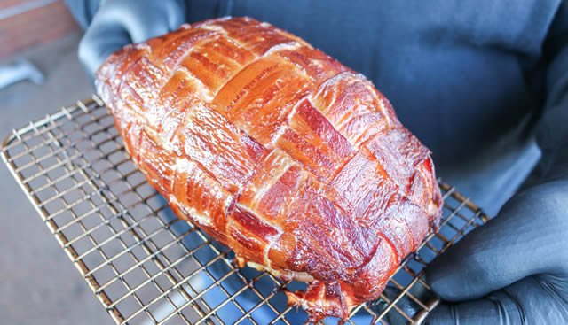 Image of Place each turducken on the smoker and cook until internal...