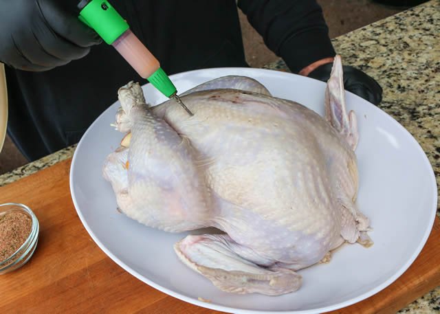 Image of Remove turkey from brine and rinse under cool water. Pat...