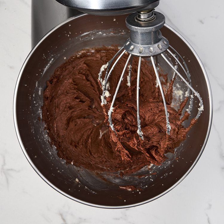 Image of Add in the melted chocolate and salt and whisk until well incorporated.