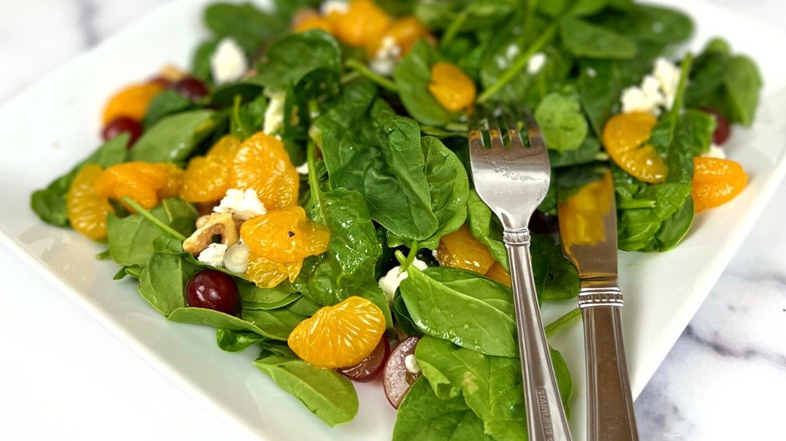 Image of Spinach Salad With Fruit and Blood Orange Vinaigrette- Salad For Two