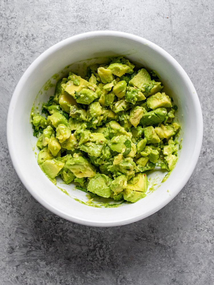 Image of Chop avocado into small pieces and place in a small...