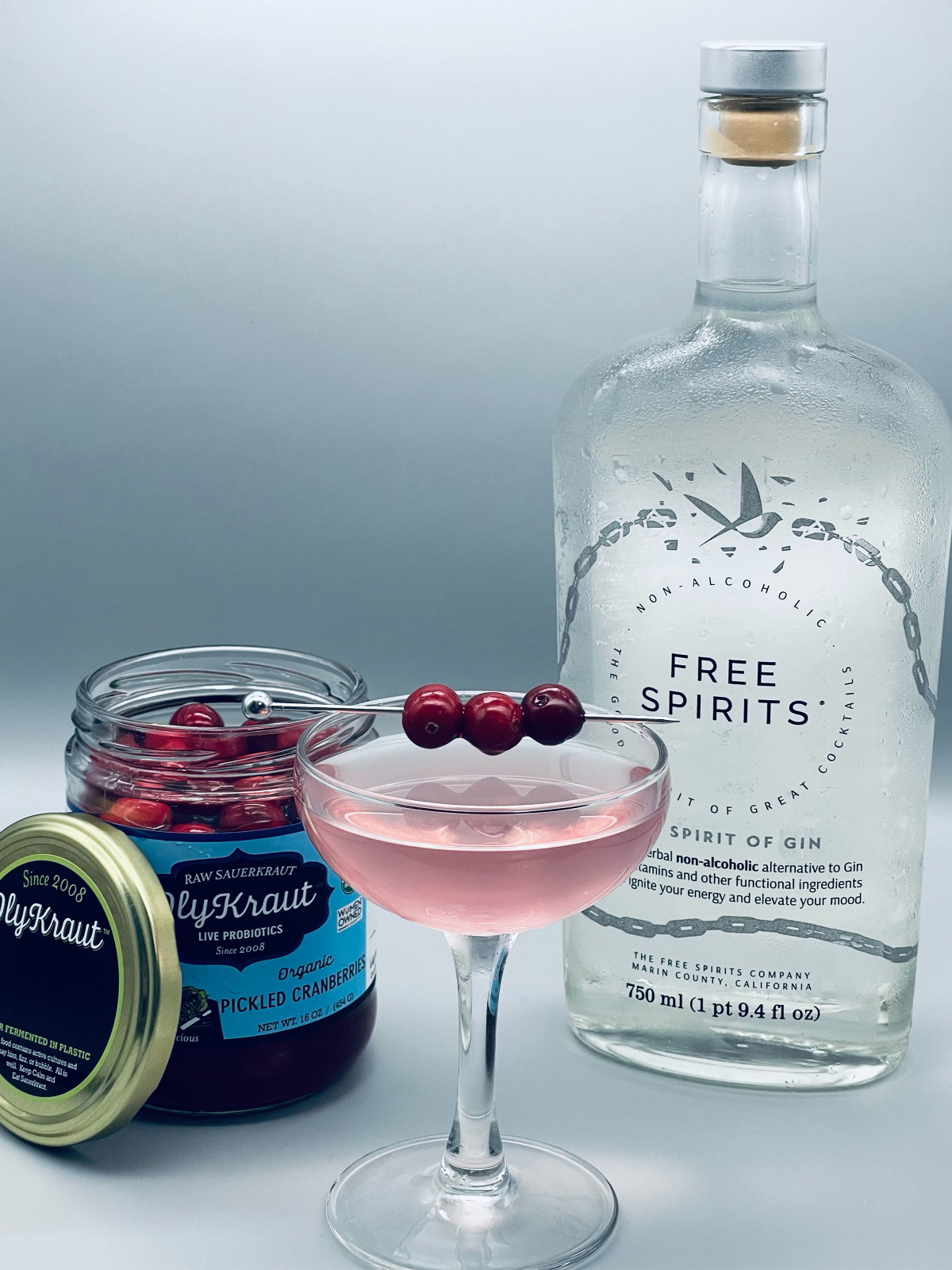 Pickled Cranberry Gibson (Non-Alcoholic)