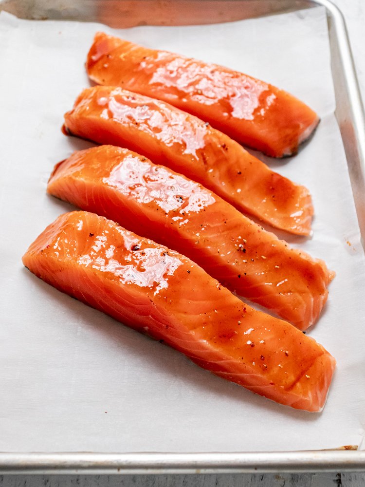 Image of Bake for 6 minutes. Brush salmon with more sauce and...
