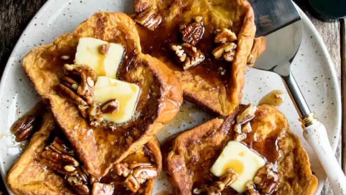 Image of Pumpkin French Toast with Spiced Pecan Syrup