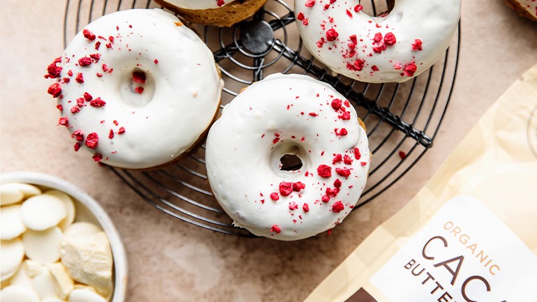 Image of White Chocolate Raspberry Donuts Recipe