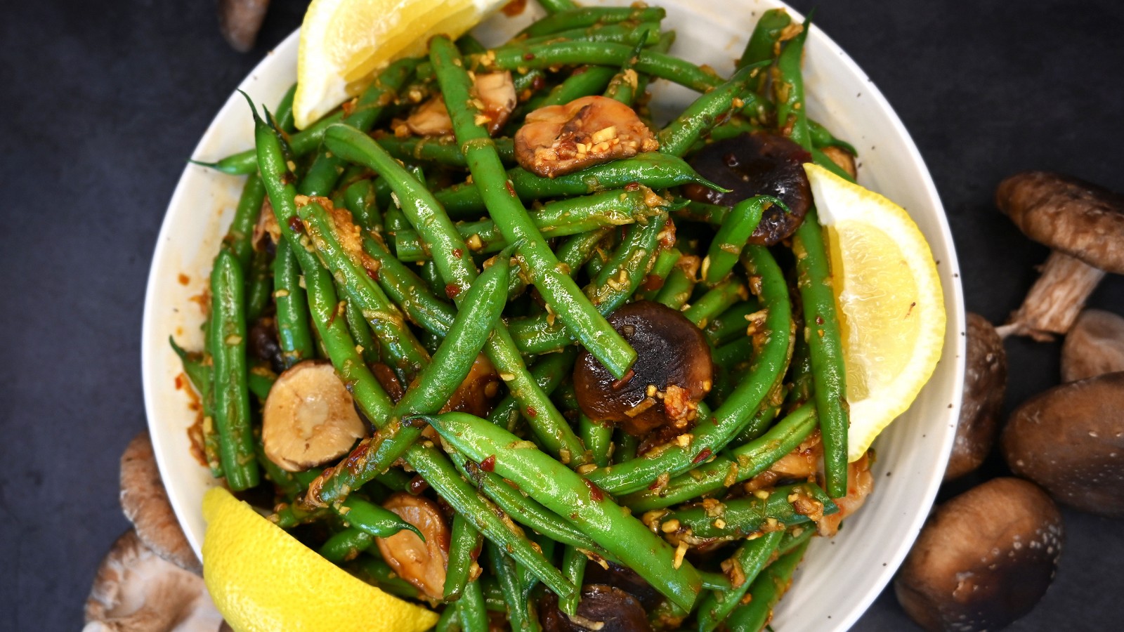 Image of Spicy Asian-style Green Beans with Shiitakes