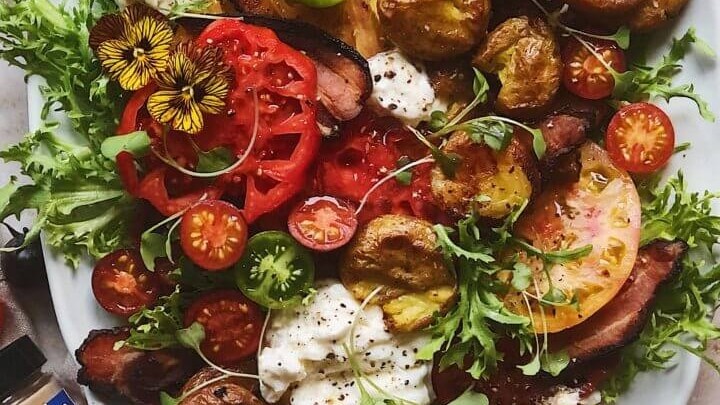 Image of BLT Salad with Crispy Smashed Potatoes