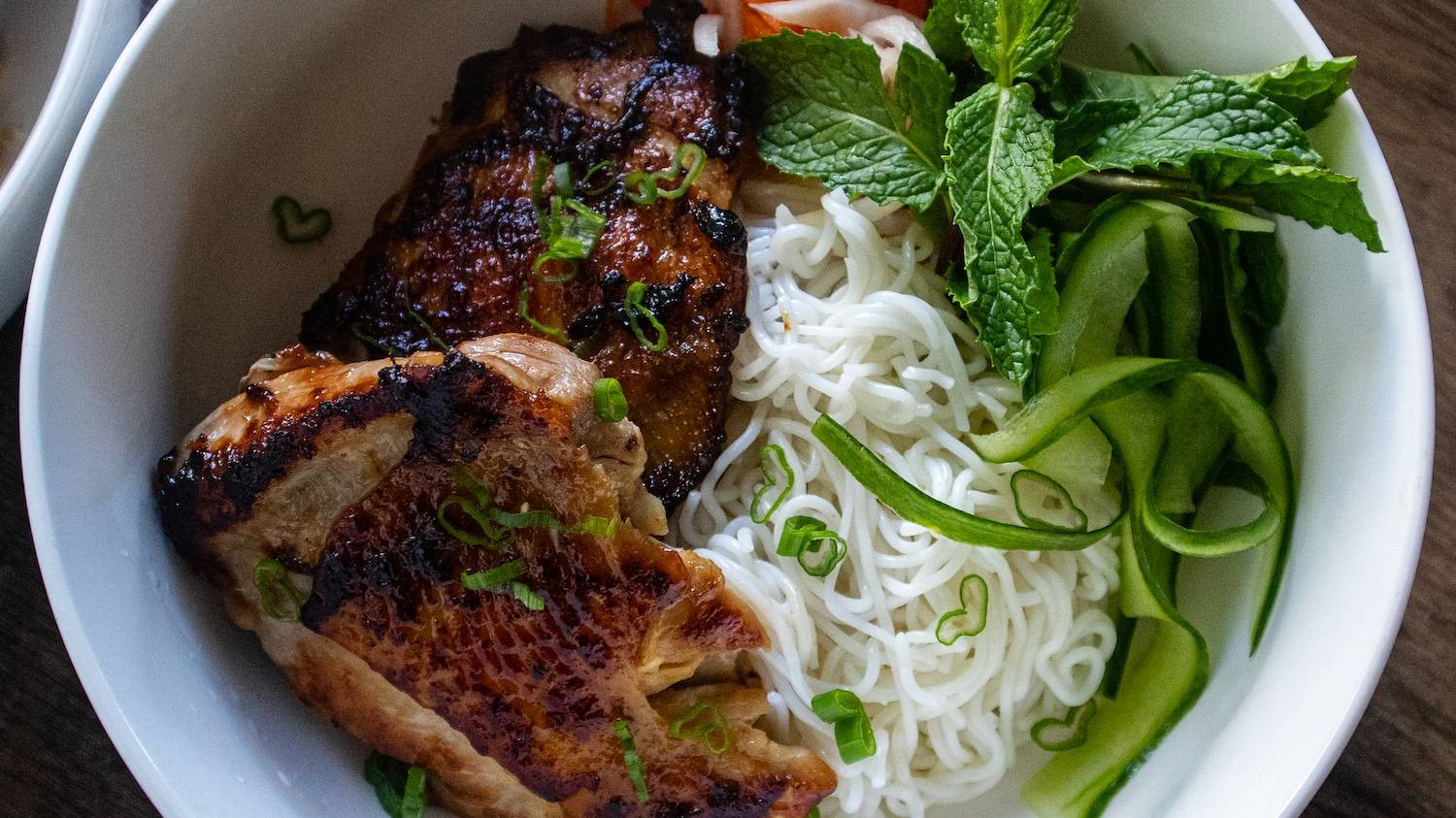 Image of Bún Gà Nướng (Grilled Lemongrass Chicken & Rice Noodle)
