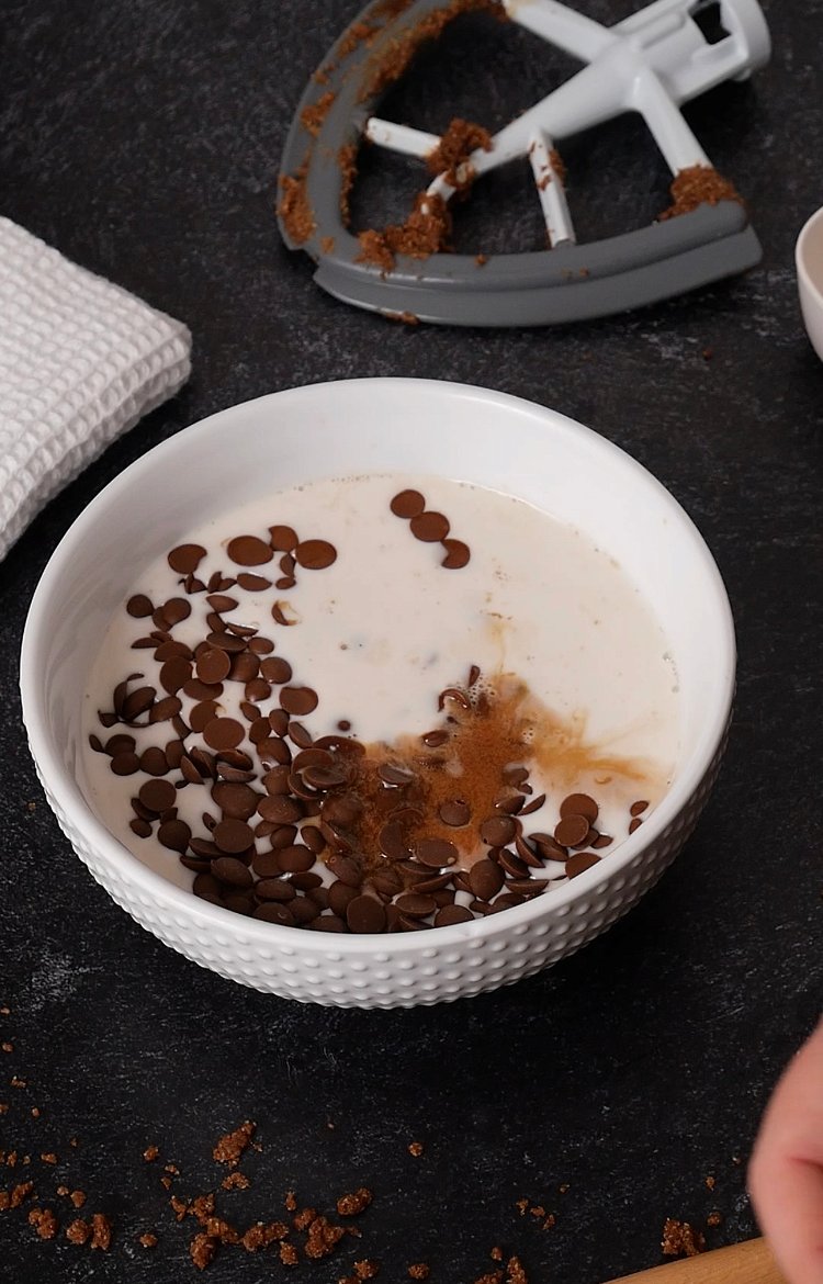 Image of Pour warm coconut milk over carob chips. Leave covered and...