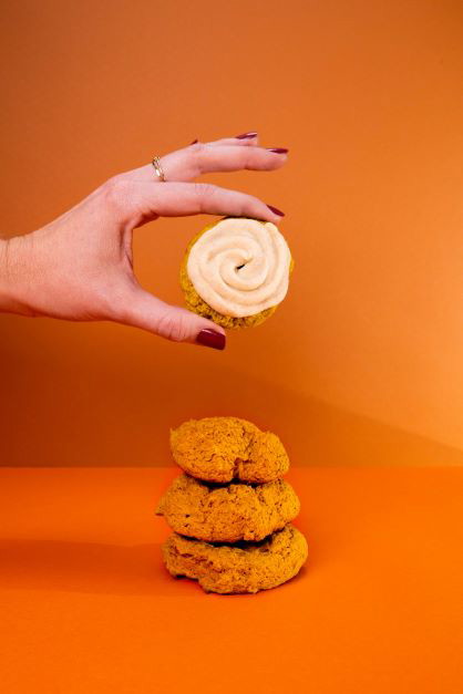 Sugar-Free Pumpkin Cookies with Maple Cream Cheese Frosting