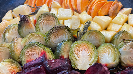 Image of Roasted (or Baked) Veggie tray with Herbs & Spices