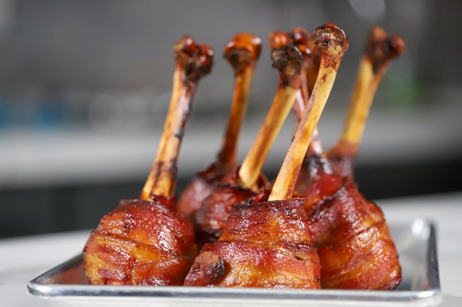 Image of Bacon Wrapped Turkey Lollipops