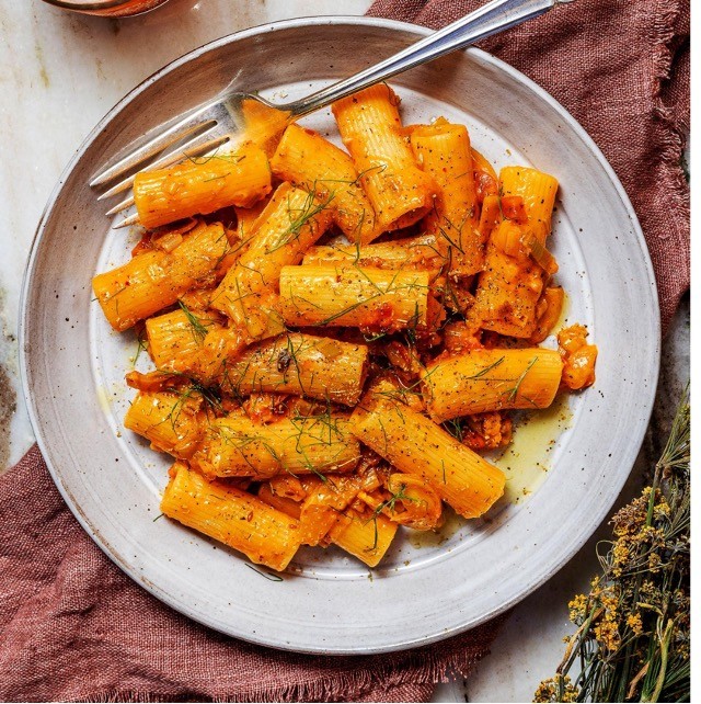 Image of Caramelized Leek and Fennel Pasta with Tomato Chutney