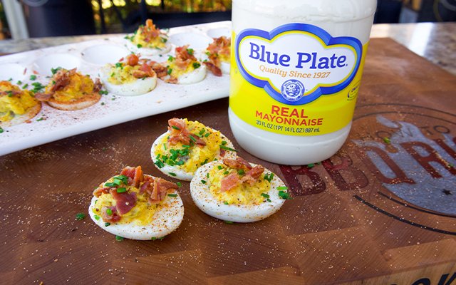 Image of Mix the yolk with Blue Plate Mayo, Dijon Mustard, and...