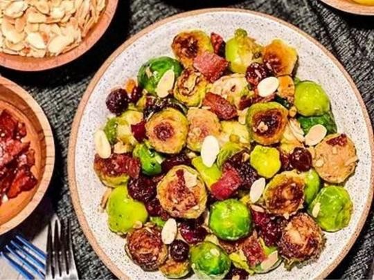 Image of Brussels and Bacon with Cranberries and Almonds