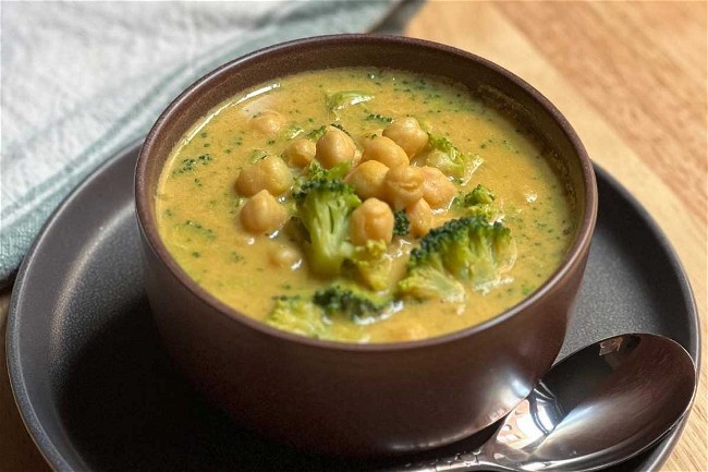 Image of Cheezy Chickpea Broccoli Soup