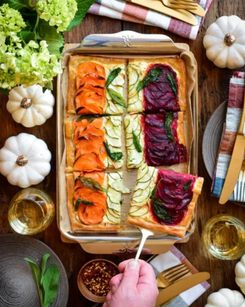 Image of Sweet Potato, Beet, Zucchini Puff Pastry Tart