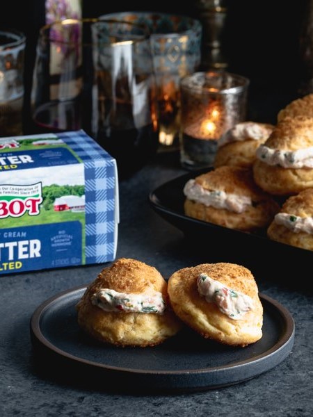 Vermont Cheddar Gougères with Smoked Salmon Filling