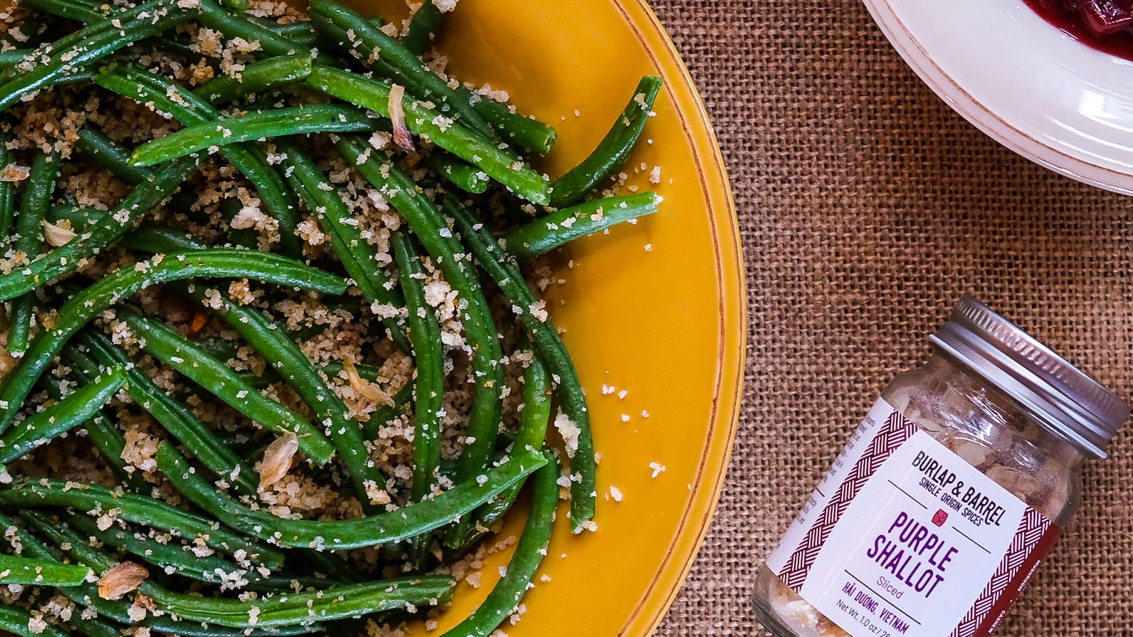 Image of Green Beans with Purple Shallots and Crispy Panko