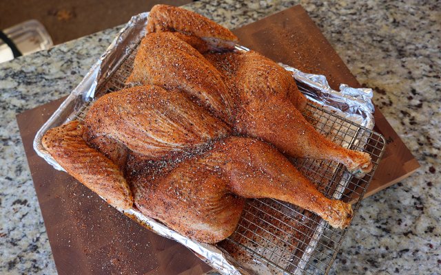 Mesquite Smoked Turkey, ice, Turkey, Thanksgiving dinner, recipe
