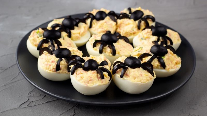 Image of Spooky Spider Deviled Eggs